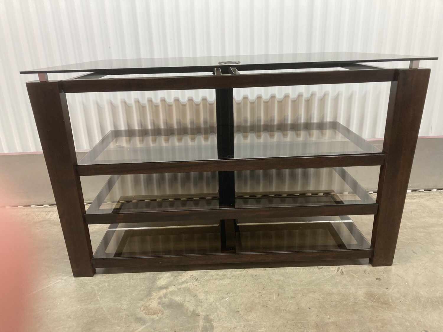 TV Console, 4 glass shelves by Whalen 2324 ** move to family 11/8/223