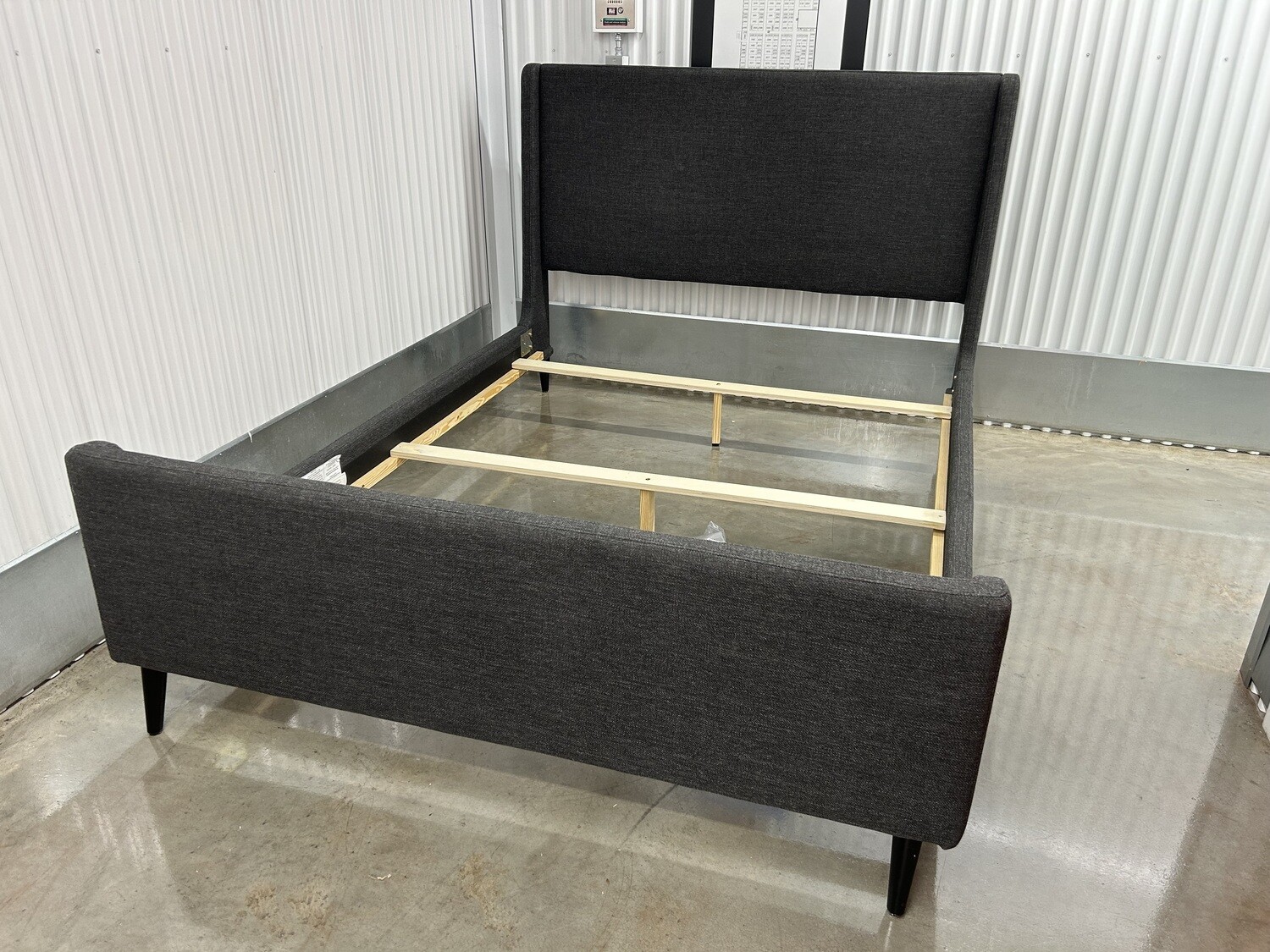 Queen Upholstered Bed Frame, dark gray 2213 ** 2.5 months to sell