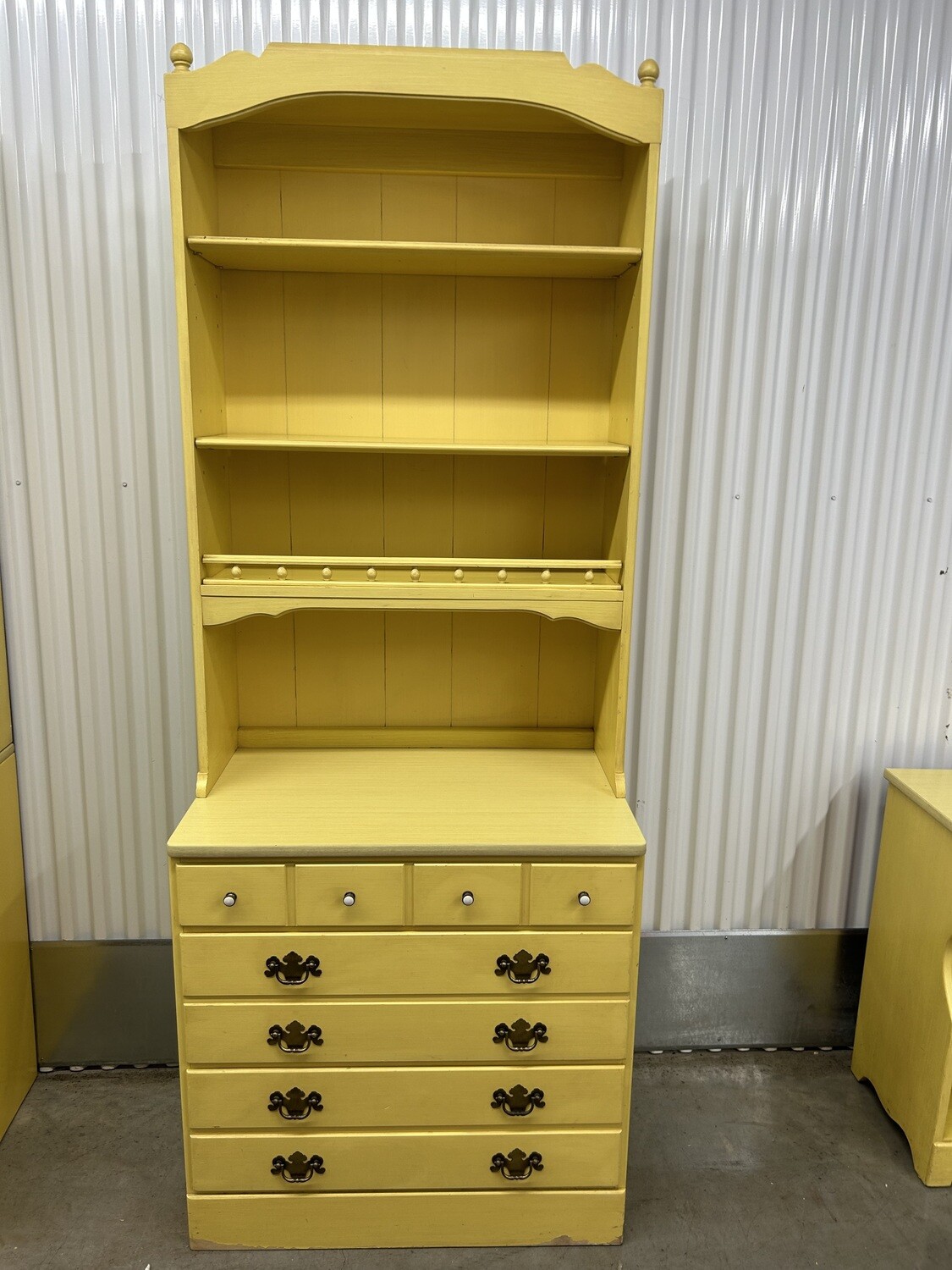 Vintage Ethan Allen Daffodil Yellow 3-drawer Dresser w/ bookcase #2124
