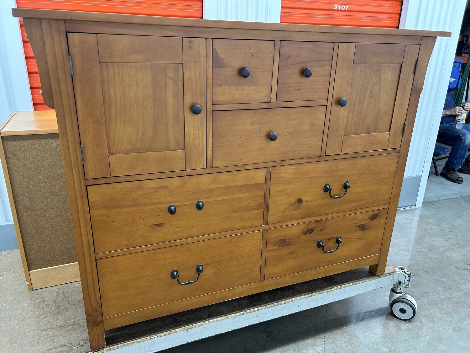 Hammeredlook Pine Dresser, 9 drawers/cubbies 2213 ** sold 1 day, full
