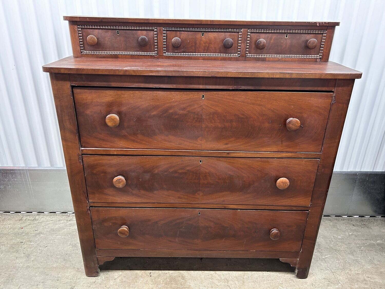 Antique 3drawer Dresser with "glove box drawers" 2126 ** 6 wks. to