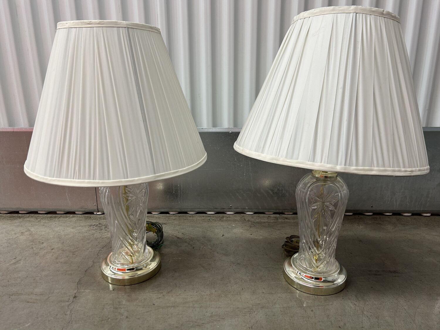 Pair Table Lamps, clear glass base 2124