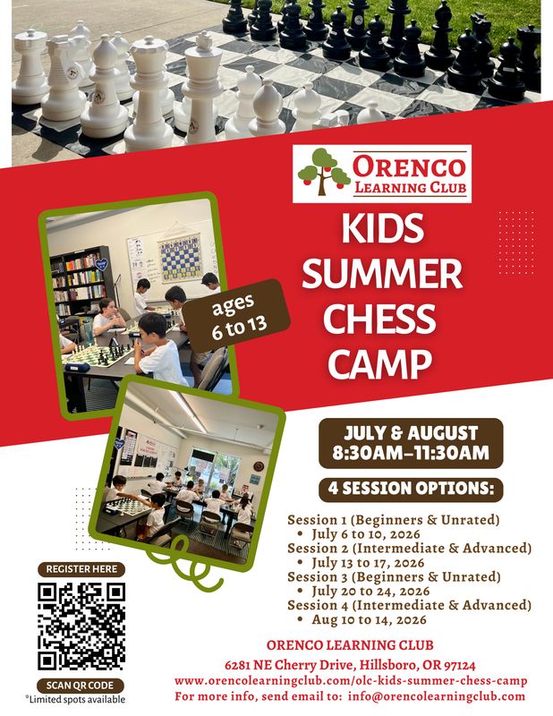 OLC Kids Summer Chess Camp (Members Only) OLC Kids Summer Chess Camp (Members Only)