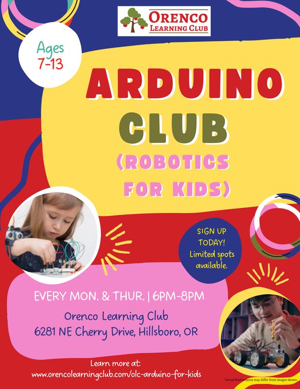 OLC Arduino For Kids (In-Person) - $80/month (Mondays only or Thursdays only or Friday only)