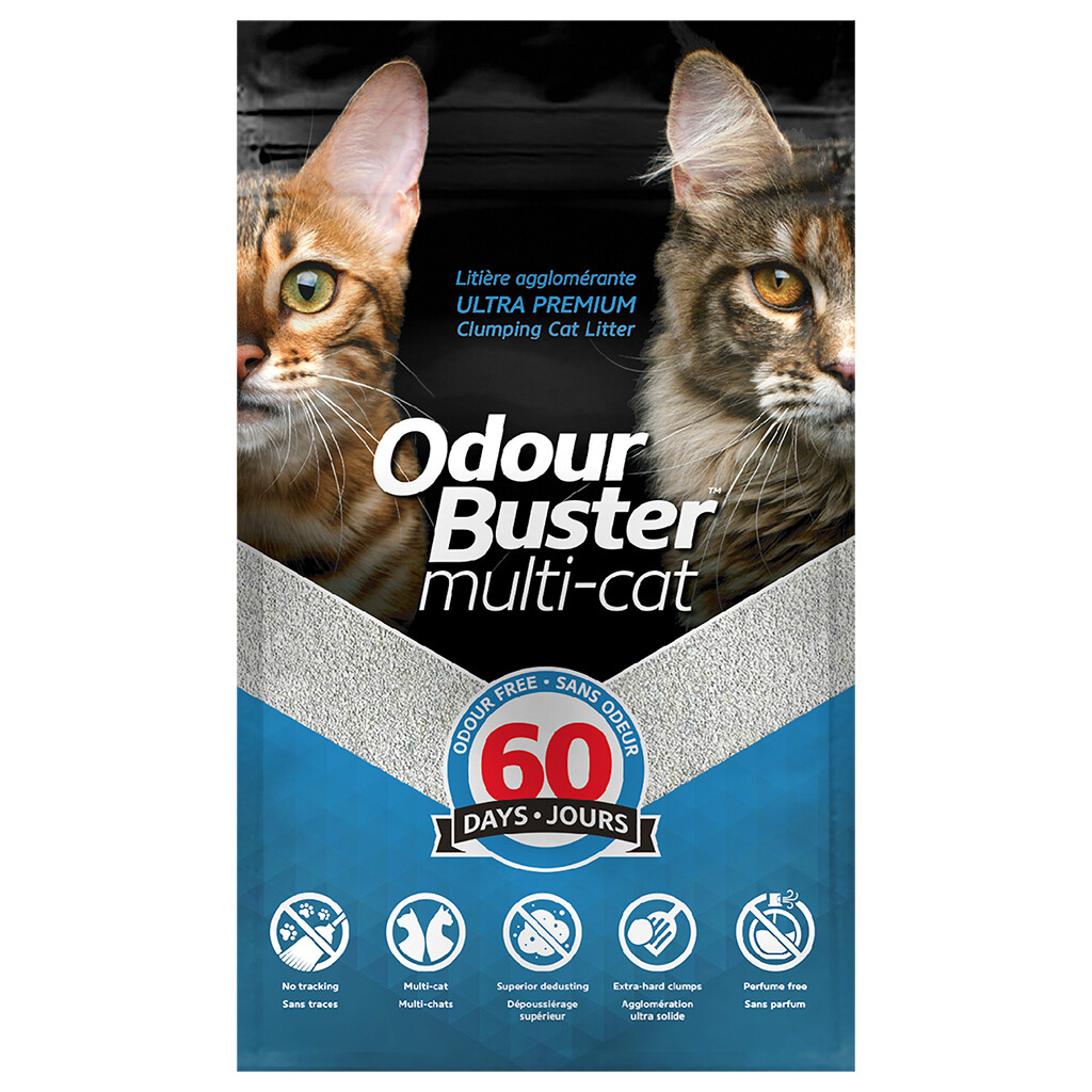 ODOUR BUSTER CONTROL MULTICAT PREMIUM CLUMPING LITTER 12 KG.