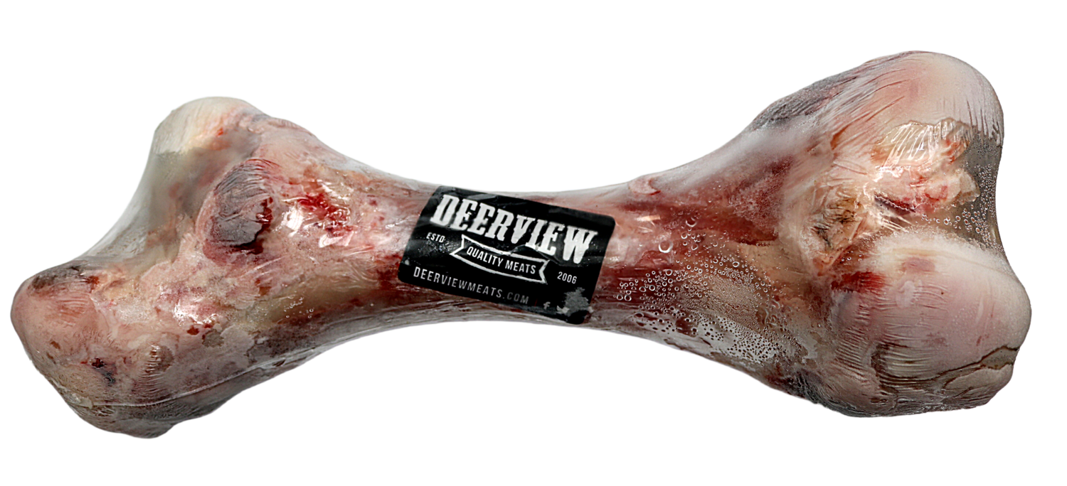 DEERVIEW FROZEN WHOLE BEEF LEG BONE.