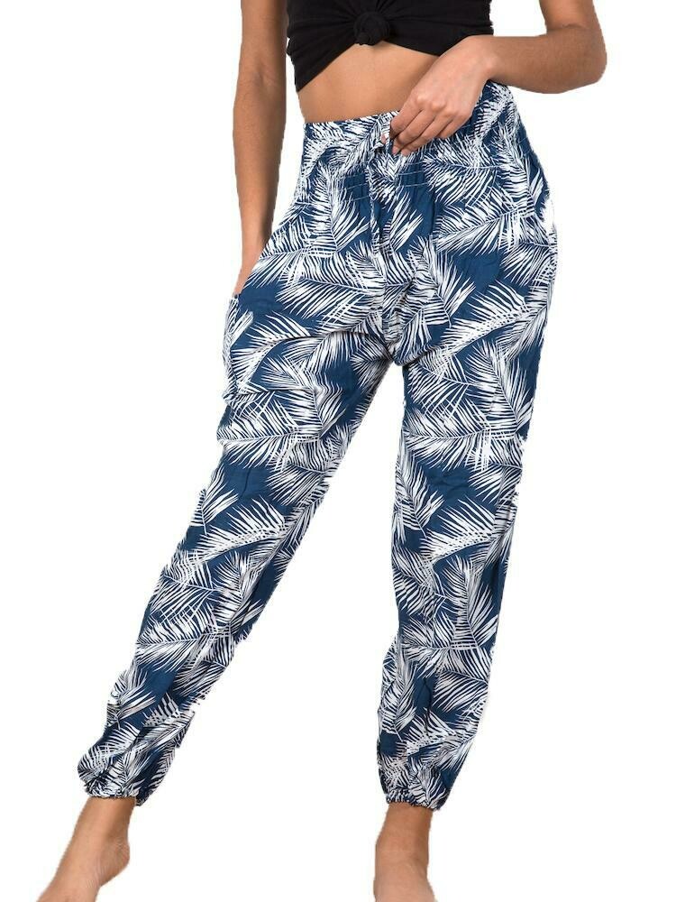 Palm Leaf Print Bali Pants Suzie Blue Store Kreative Design & KDesign Studio