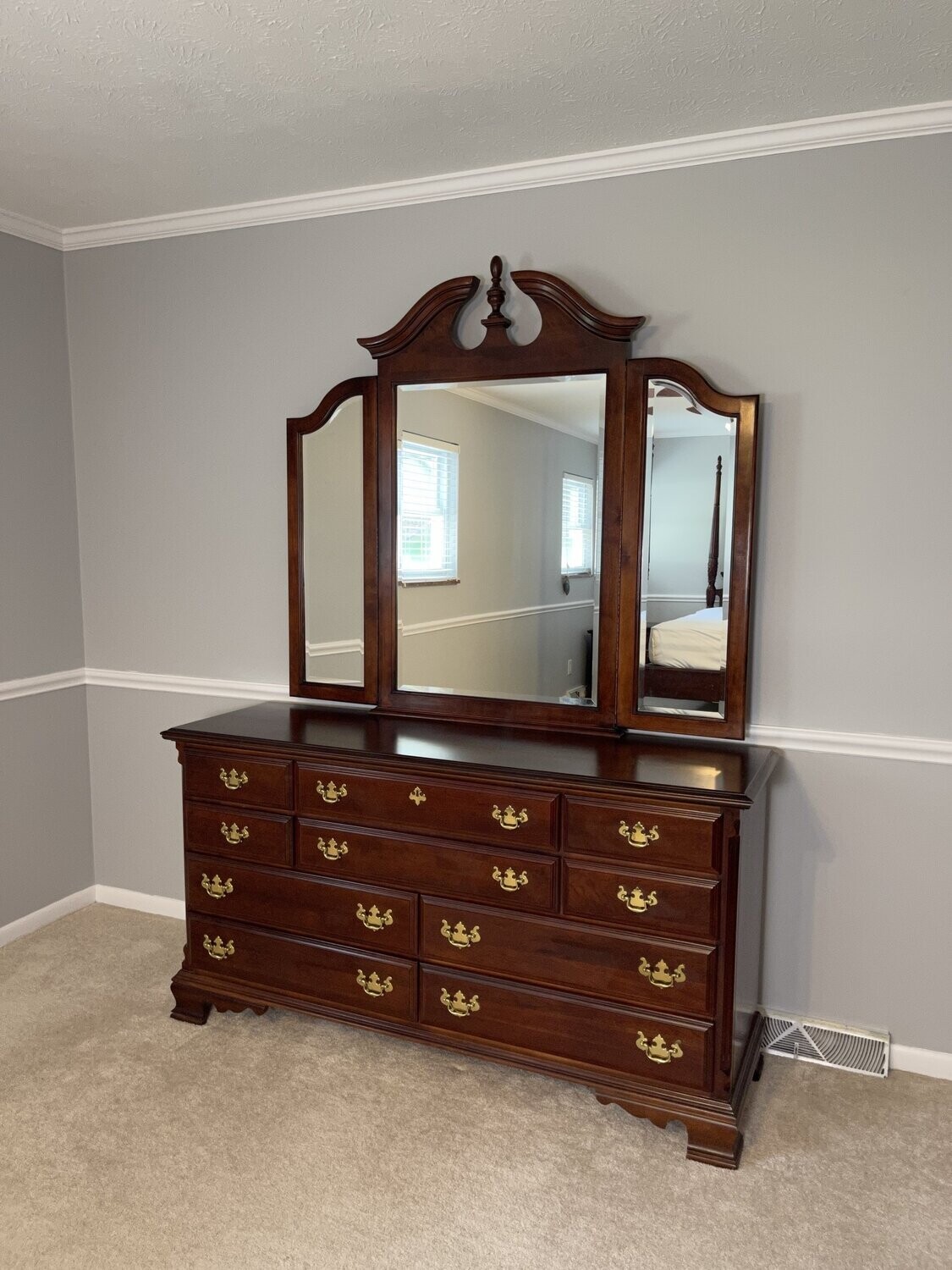 Sumter Company Cherry 10Drawer Dresser with Brass Finished