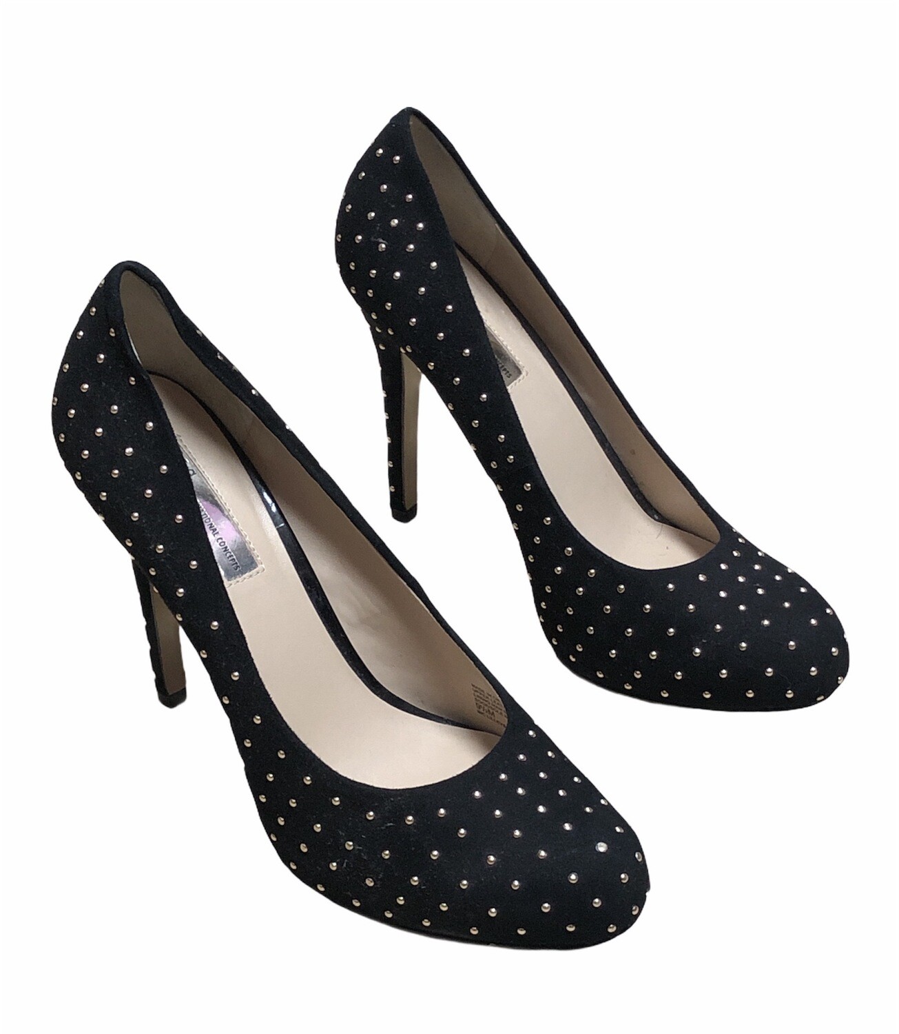 INC International Concepts Gold Stud Black Suede Pumps size 9 1/2
