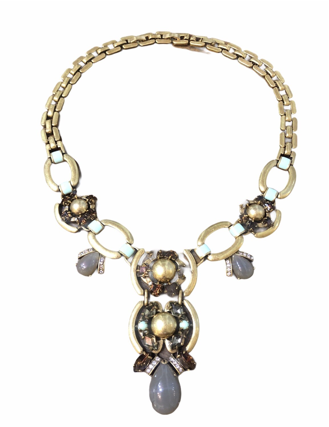 STELLA & DOT Gold, Rhinestone & Enamel Statement Necklace