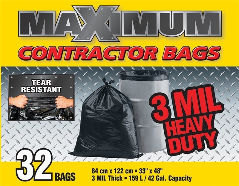 MAXIMUM CONTRACTOR GARBAGE BAGS 3 MIL