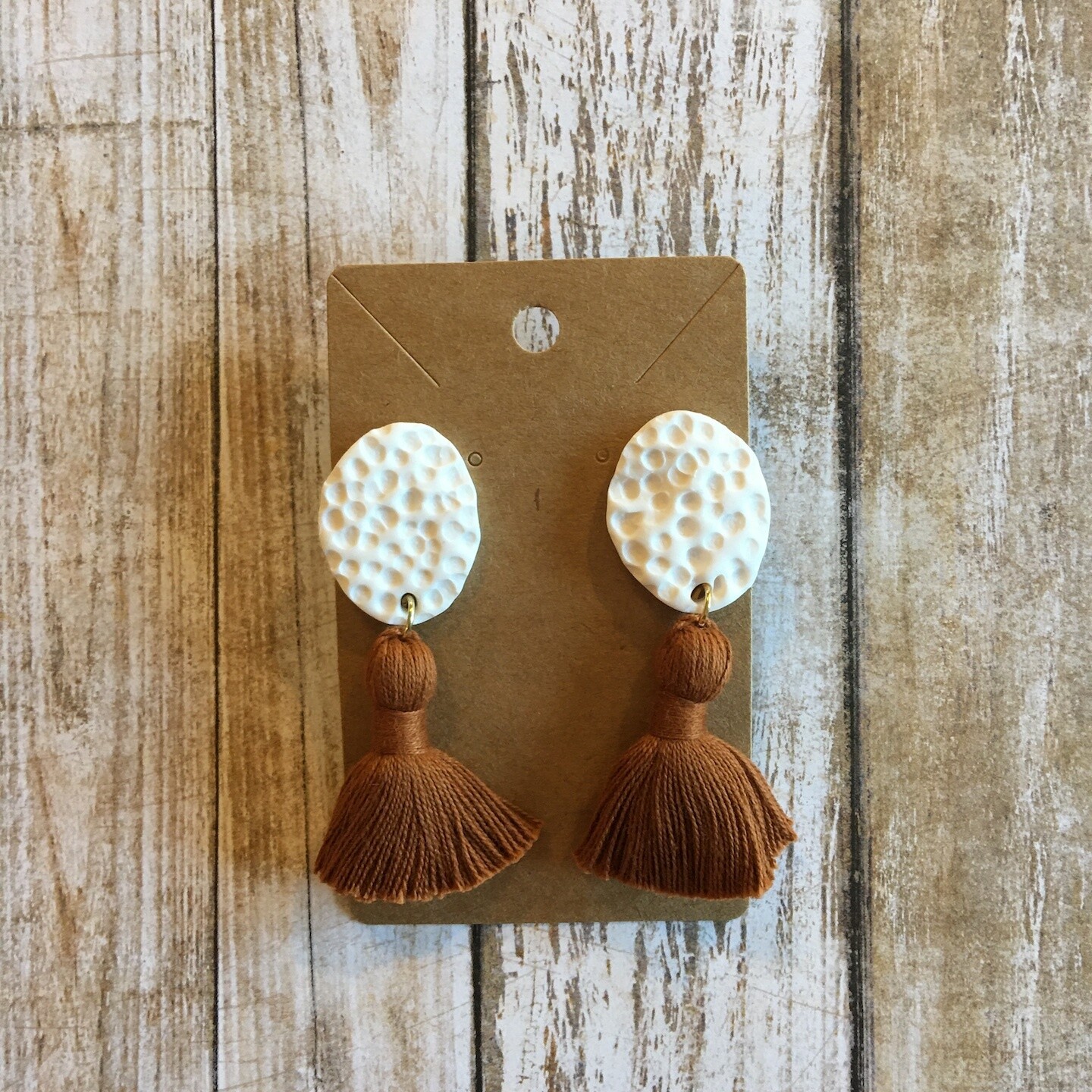 Rust Tassel Clay Earrings