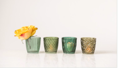 3-1/2&quot; H Green Glass Votive