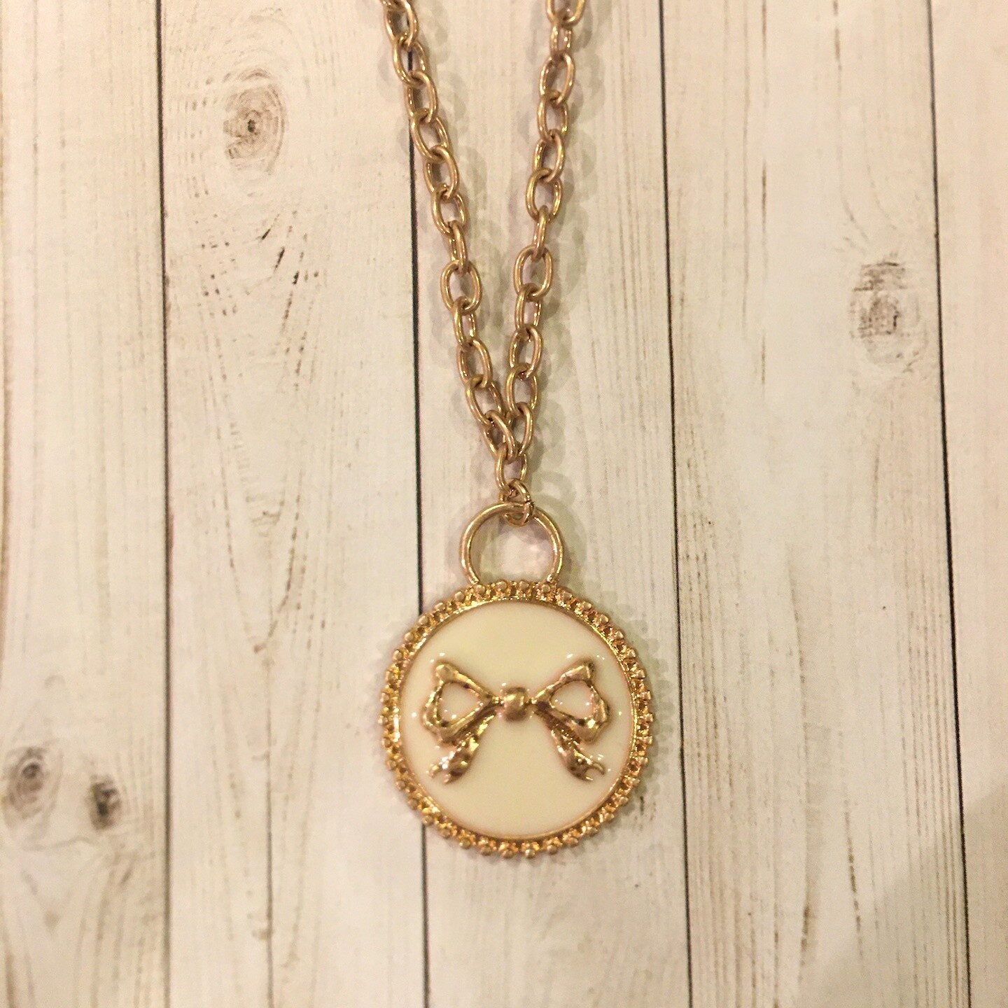 Blakeley Ivory Enamel Bow Necklace