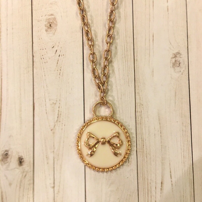 Blakeley Ivory Enamel Bow Necklace Blakeley Ivory Enamel Bow Necklace