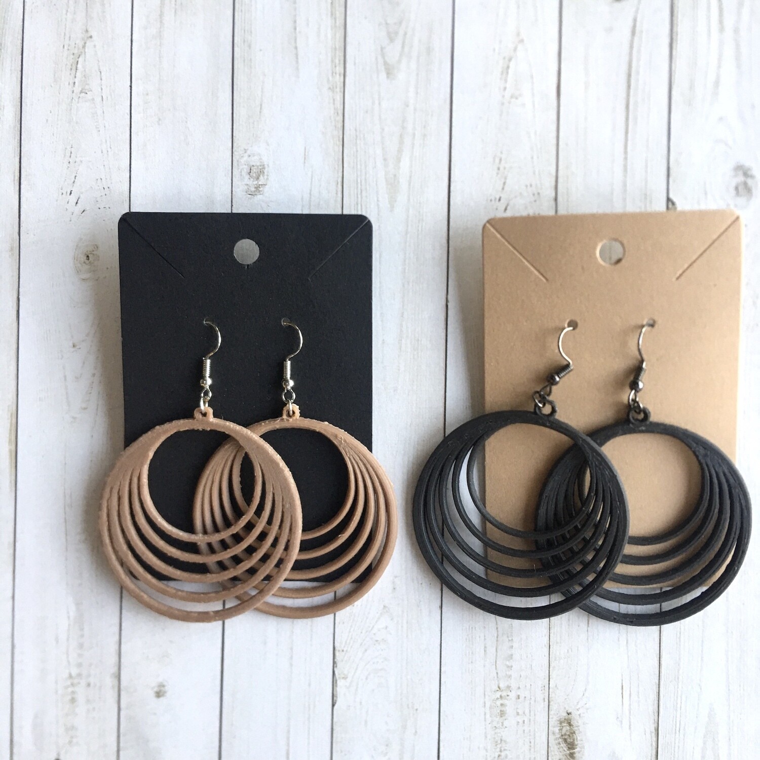 5 Circle Wood Earrings