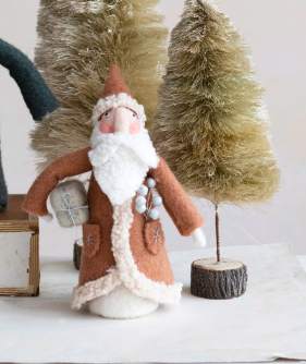 Burnt Red 10.25&quot;H Wool Felt Santa