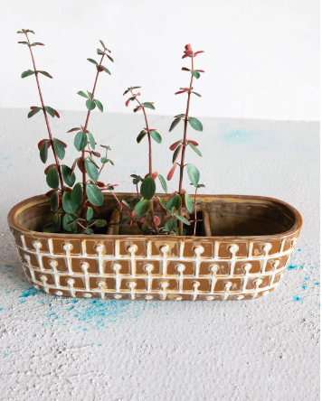 Embossed Stoneware Window Planter