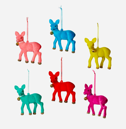 Flocked Deer Ornament