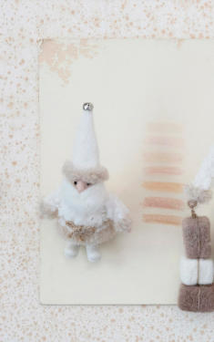 7&quot;H Cream Wool Santa
