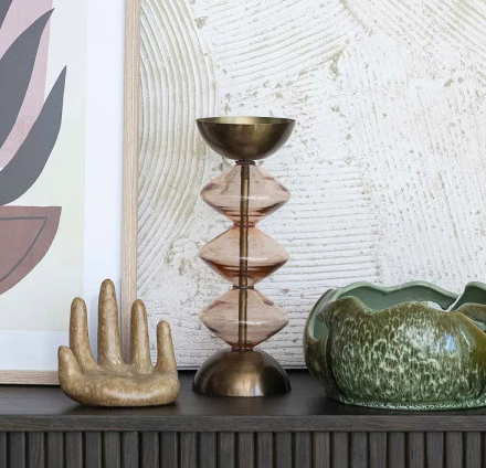 Pink Glass Candleholder