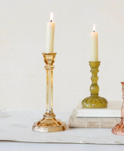 Amber Glass Candleholder