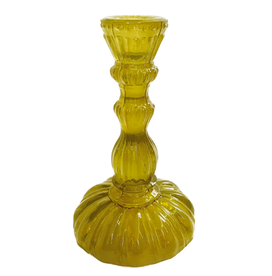 Chartreuse Glass Candleholder