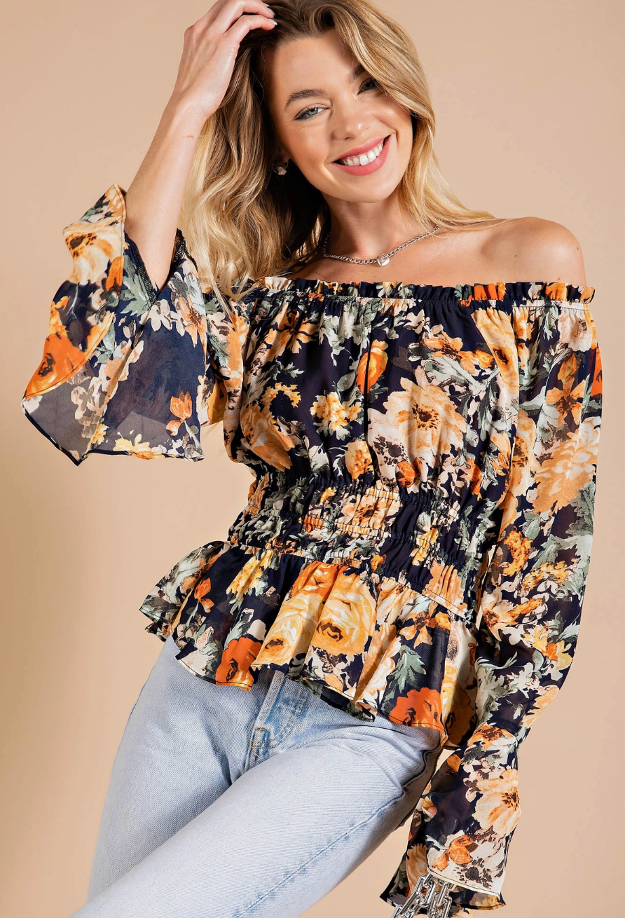 Floral Bell Sleeve Blouse Floral Bell Sleeve Blouse