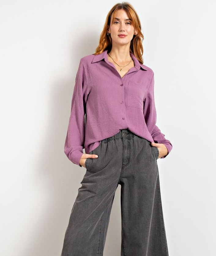 Faded Plum Button-Up