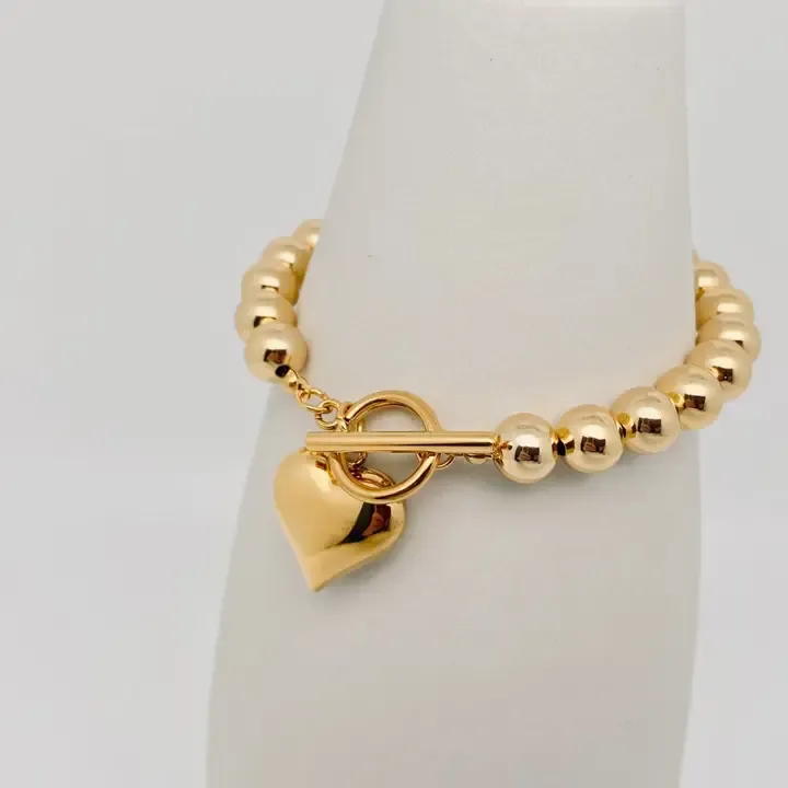 Gold Heart Charm Bracelet