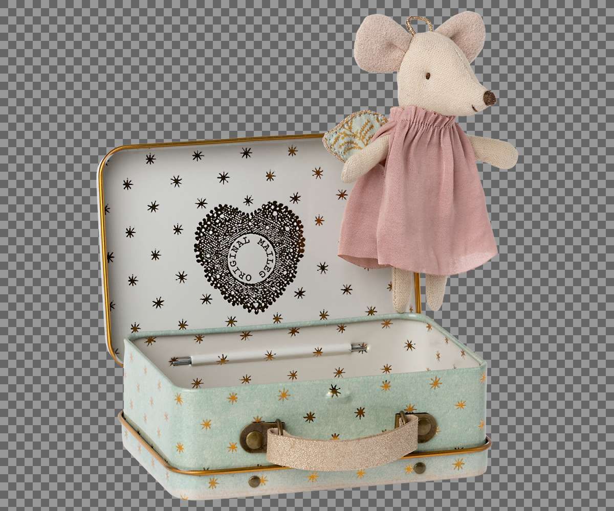 Angel Mouse in Suitcase