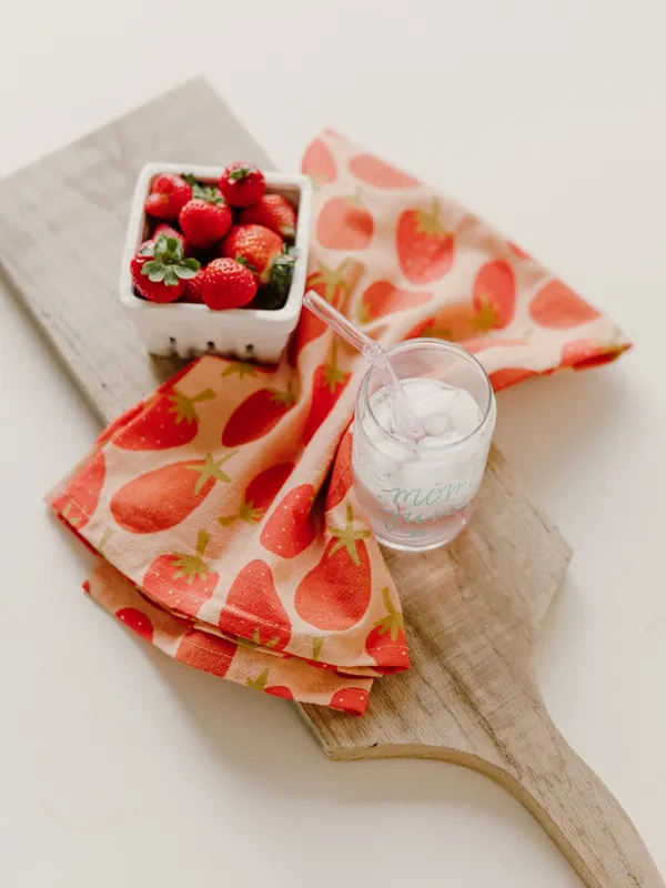 Strawberry Flour Sack Tea Towel