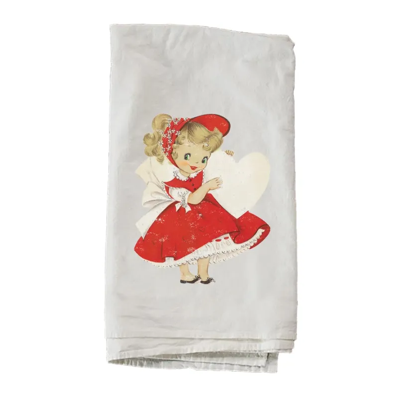 Vintage Valentine Tea Towel