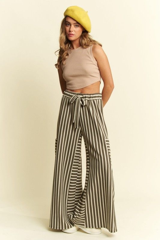 Olive Spripe Wide Leg Pants Olive Spripe Wide Leg Pants