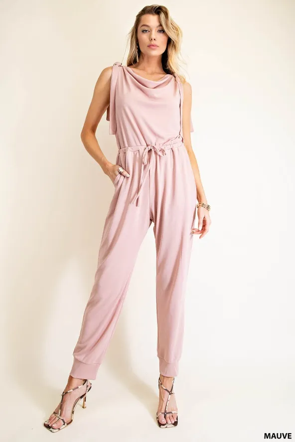 Shoulder Tie Jersey Jumpsuit Shoulder Tie Jersey Jumpsuit