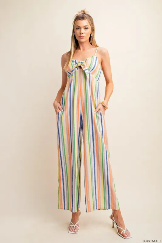 Multi Striped Linen Jumpsuit