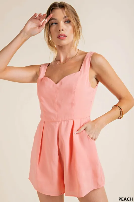 Linen Sweetheart Romper