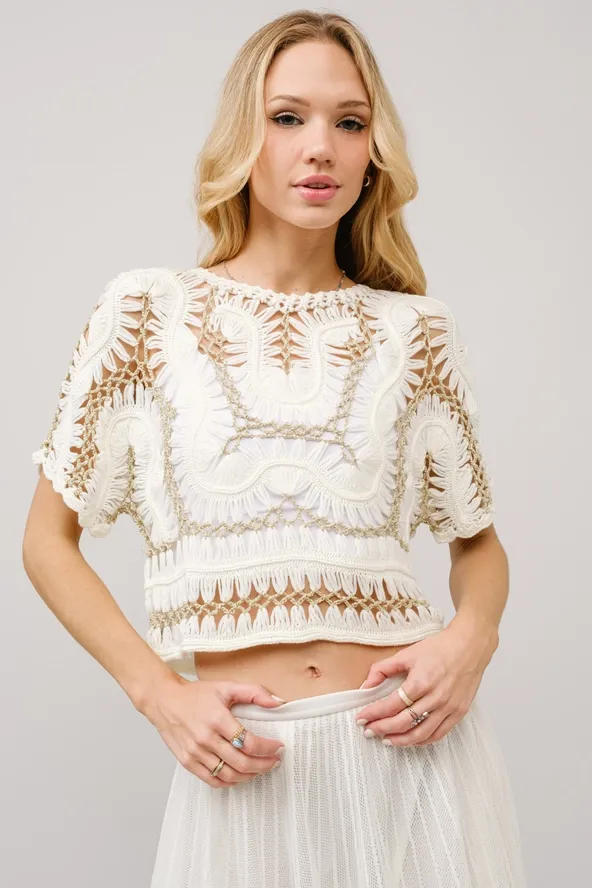 Crochet Metallic Crop Top Crochet Metallic Crop Top