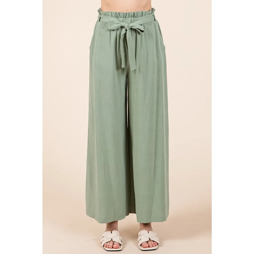 Sage Paper Bag Wide Leg Pant Sage Paper Bag Wide Leg Pant