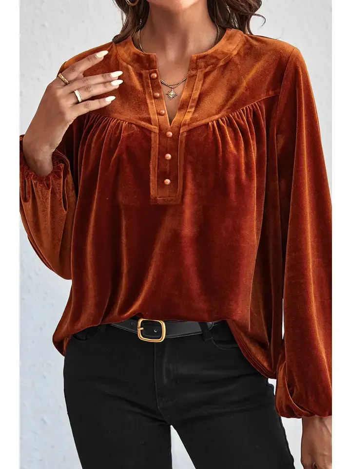 Velvet Lantern Sleeve Blouse Velvet Lantern Sleeve Blouse