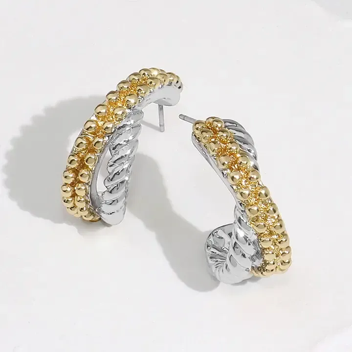 Two Toned Crisscross Earrings