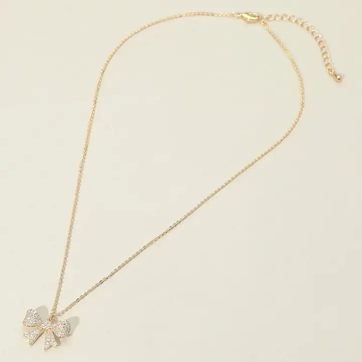 Gold Bow Pendant Necklace