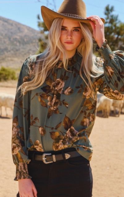 Bria Sage Floral Blouse Bria Sage Floral Blouse