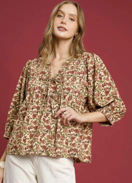 Vintage Floral Pintuck Blouse Vintage Floral Pintuck Blouse