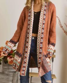 Rust Tribal Cardigan