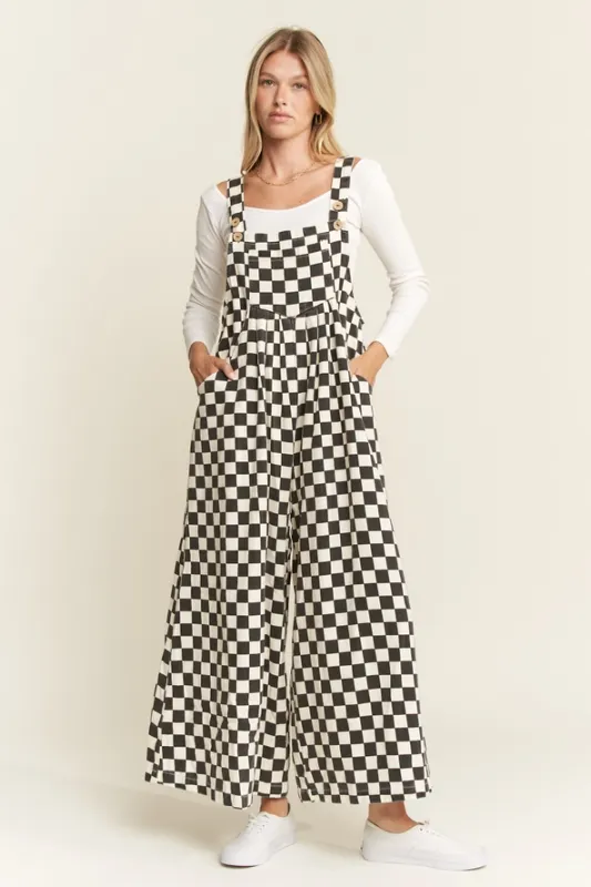 Checkered Wide Leg Overalls Checkered Wide Leg Overalls