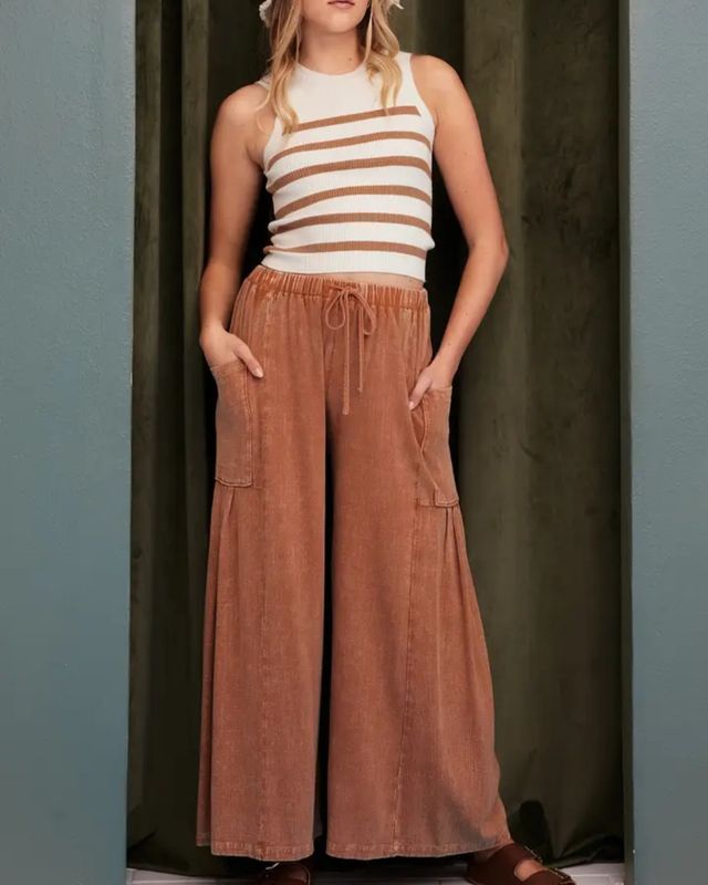 Sienna Mineral Wash Wide Leg Pants