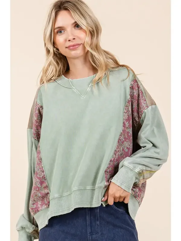 Patchwork Mineral Wash Pullover