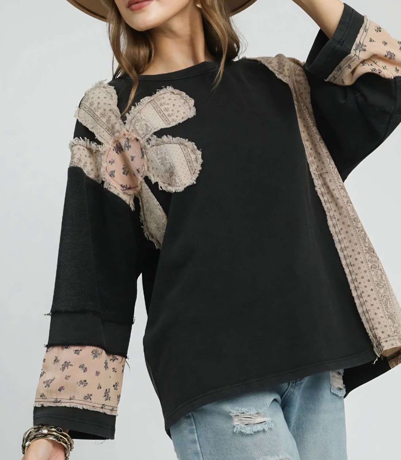 French Terry Patchwork Pullover French Terry Patchwork Pullover