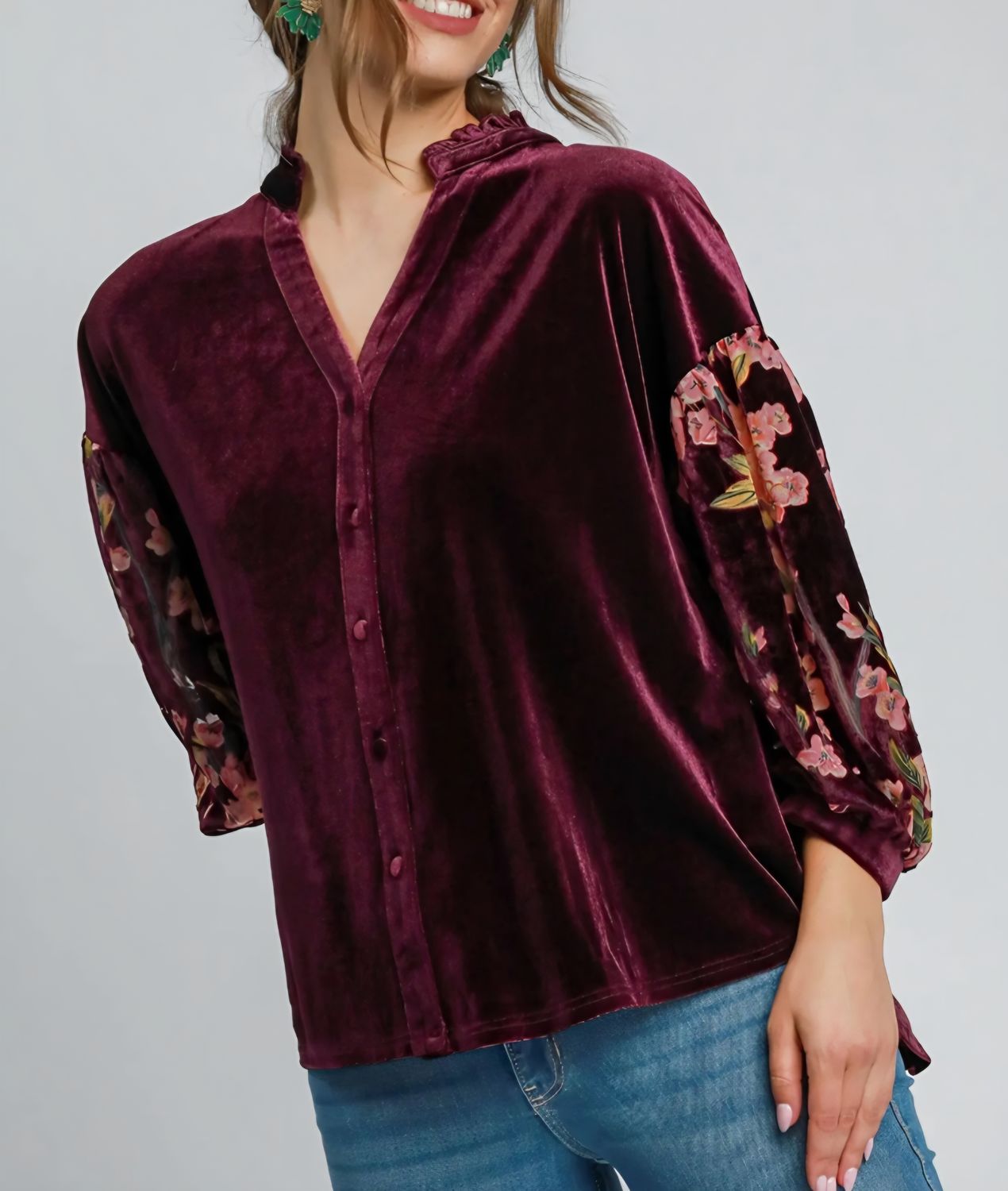 Puff Sleeved Velvet Blouse Puff Sleeved Velvet Blouse